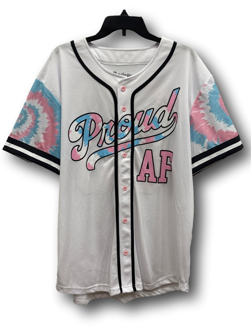 Pride "Proud AF" Trans Flag Print Baseball Jersey - Size Extra Large XL - NWT